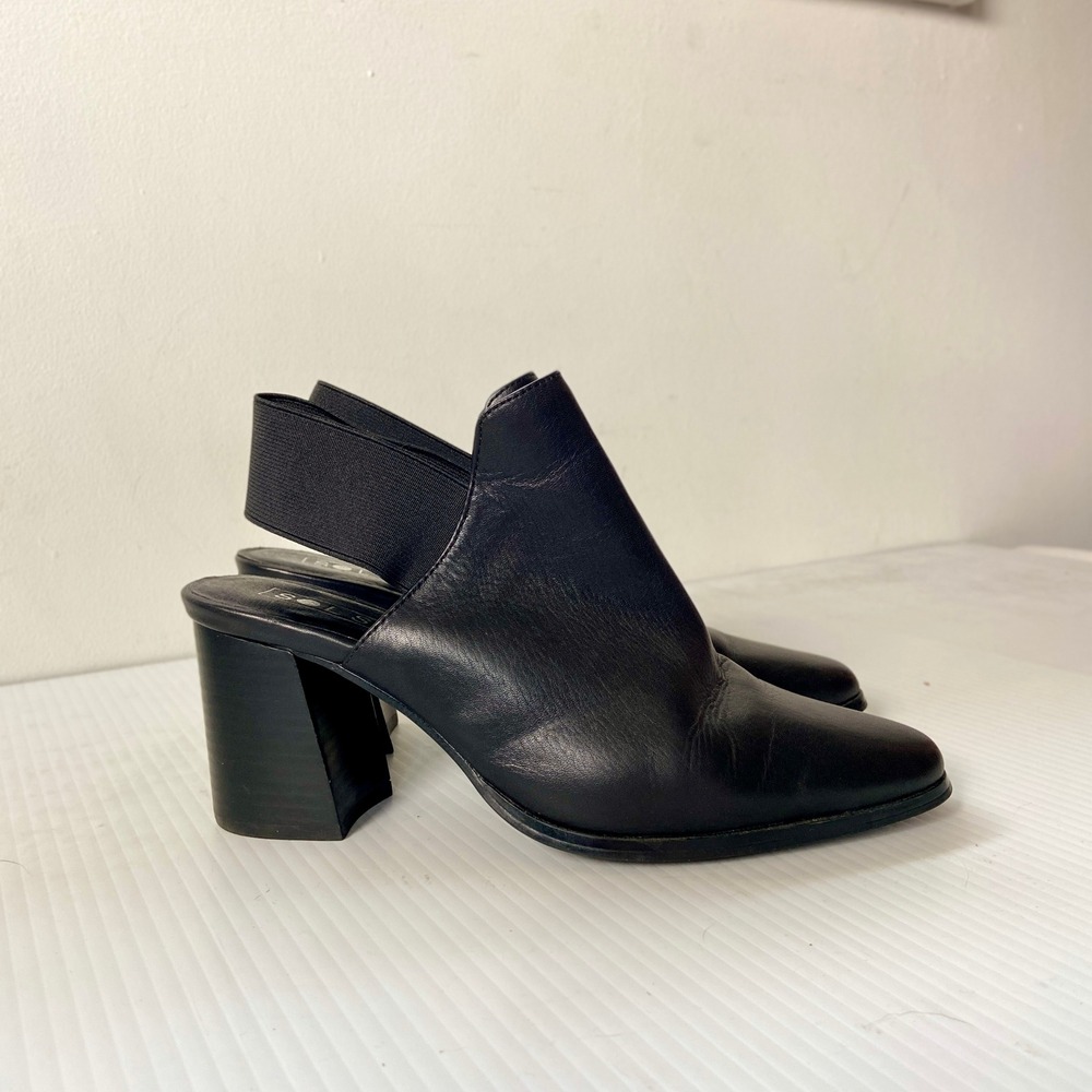 Sol Sana Black Leather Slingback Heeled Bootie Womens EU 38 US 7
